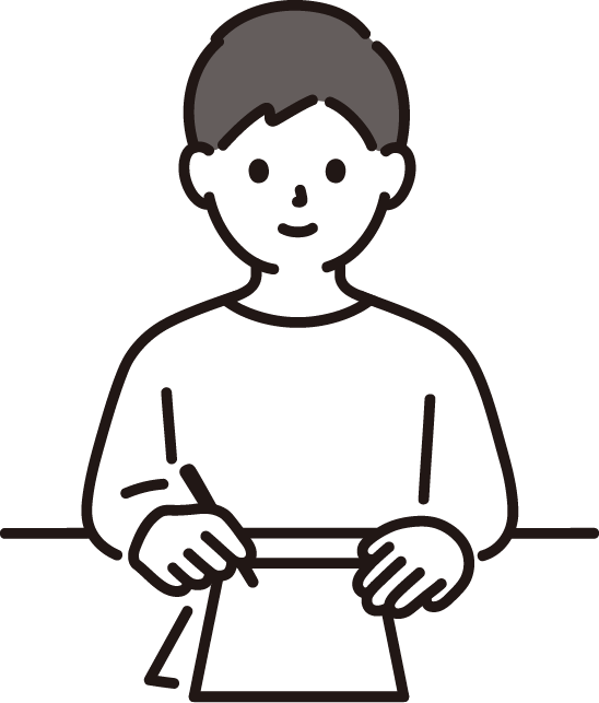 手紙を書く男性のイラスト