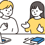 会話している二人の人物のイラスト