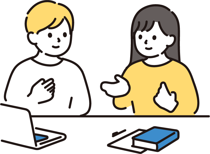 会話している二人の人物のイラスト