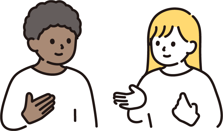 会話する二人の人物のイラスト