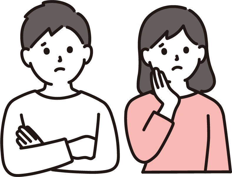 心配そうにしている夫婦のイラスト