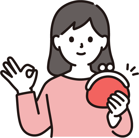 財布を持ってほほ笑む主婦のイラスト