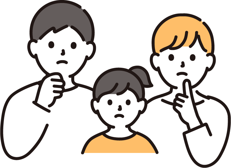 考える両親と娘のイラスト