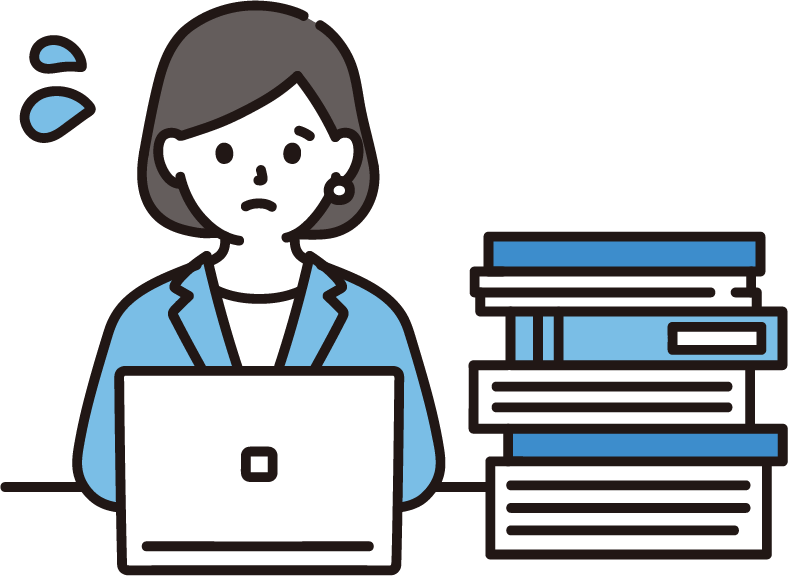 パソコンで仕事をする女性のイラスト