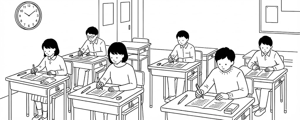 試験中のイラスト
