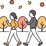 ウォーキングしている男女のイラスト