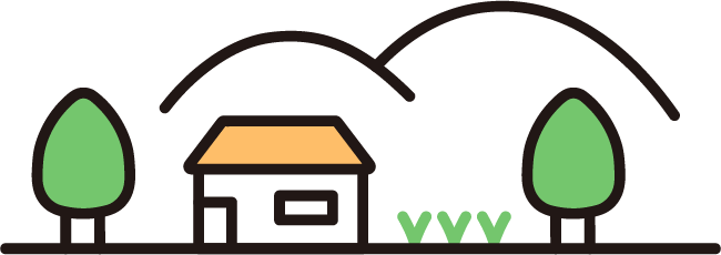 山間にある家のイラスト