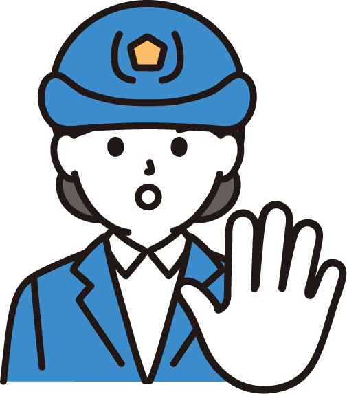 止まれのポーズをする女性警察官