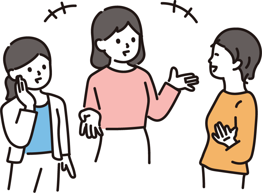 談笑する3人の女性のイラスト