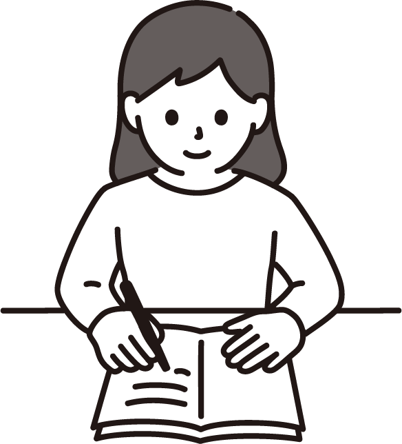勉強する女性のイラスト