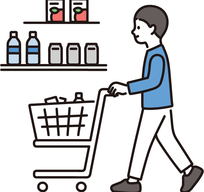 買い物中の男性のイラスト