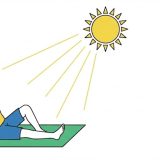 日光浴をしている男性のイラスト