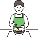 料理している男性のイラスト