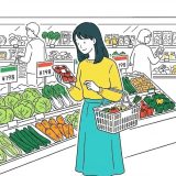 買い物中の女性のイラスト