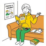 音読と暗誦をしている若い女性のイラスト