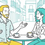 会話する二人のスペイン人のイラスト