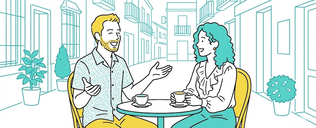 会話する二人のスペイン人のイラスト