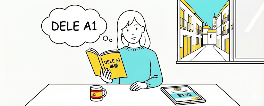 DELE A1の受験を考えている女性のイラスト