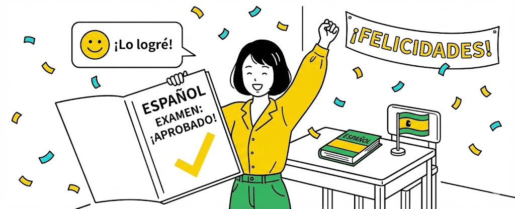 試験に合格した女性のイラスト