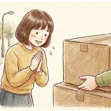 助けに感謝する女性のイラスト