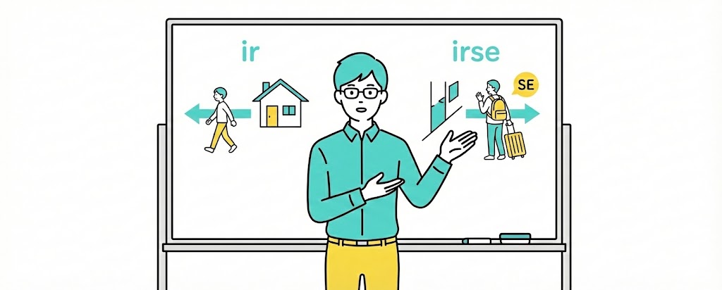 動詞を解説する講師のイラスト