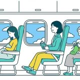 飛行機で旅しているイラスト